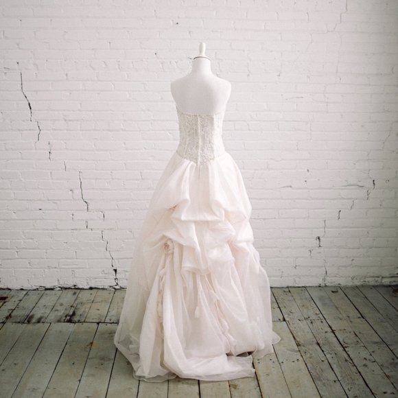 Pale Blush Pink Dress Prom Corset Ivory Flowers 6 - Picture 9 of 13